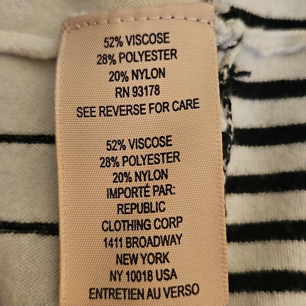 PHILOSOPHY Vertical Striped Black and White Blouson Short Sleeve Sweater Top - Picture 7 of 8